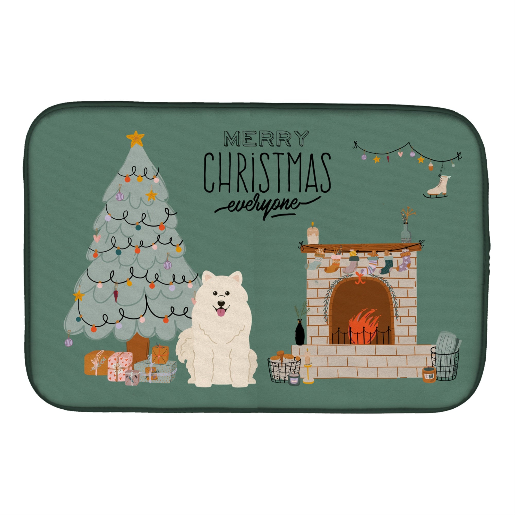 Samoyed Christmas Everyone Dish Drying Mat